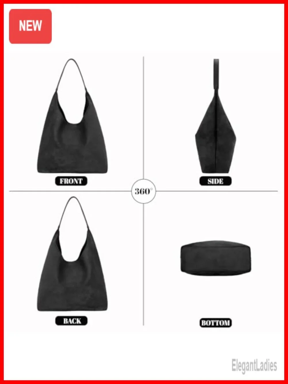 Faux Suede Hobo Shoulder Bag Slouchy Tote Handbag for Work Daily Use